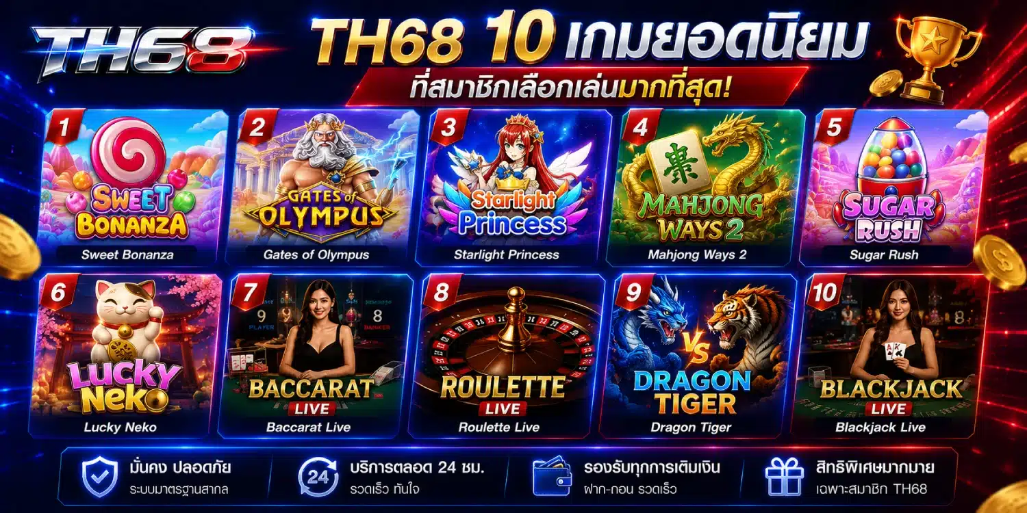 TH68 10 เกมยอดนิยมที่สมาชิกเลือกเล่นมากที่สุด