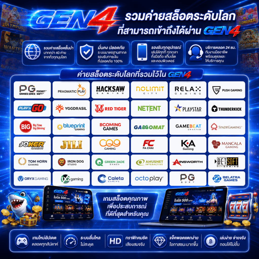 รวมค่ายสล็อตระดับโลกที่สามารถเข้าถึงได้ผ่าน GEN4