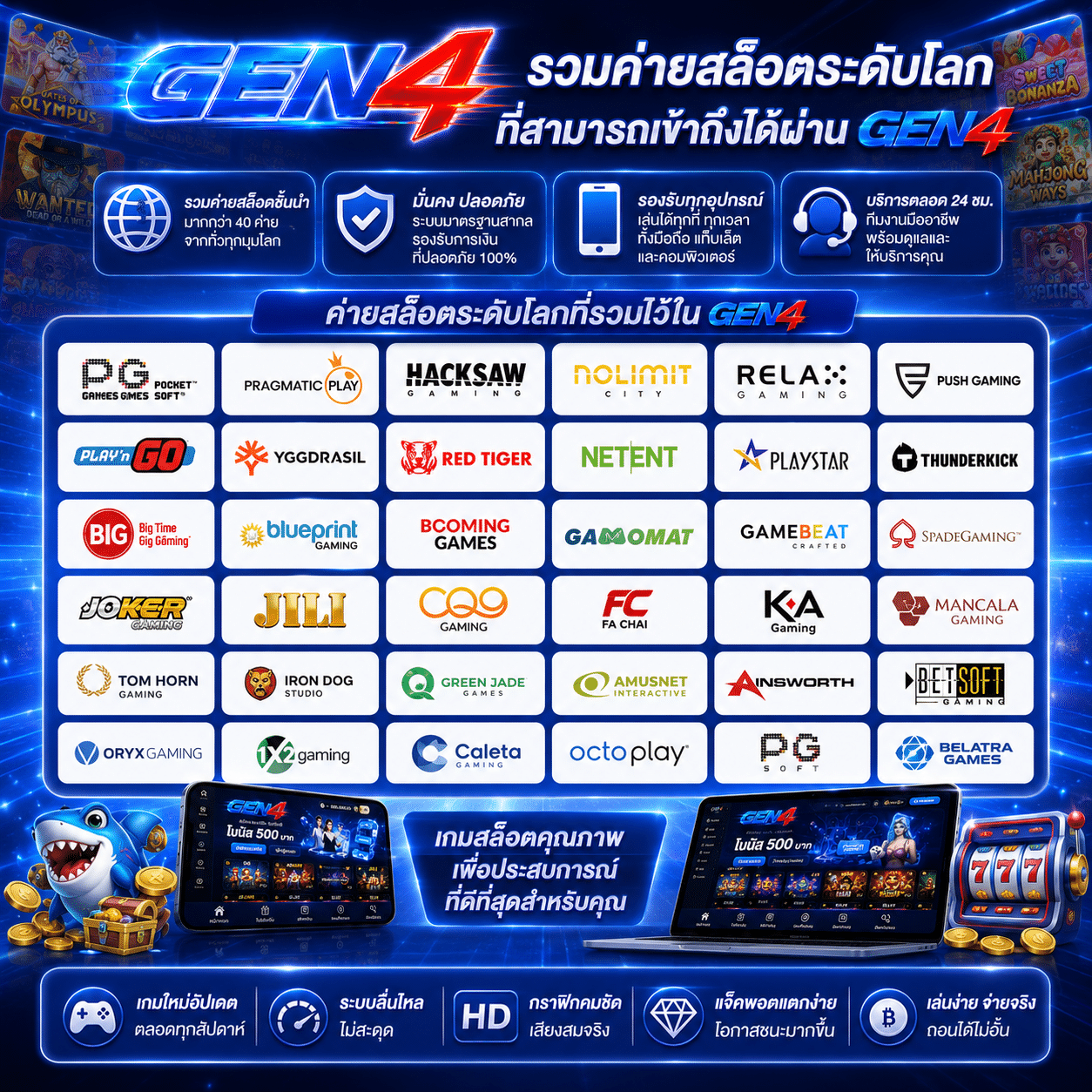 รวมค่ายสล็อตระดับโลกที่สามารถเข้าถึงได้ผ่าน GEN4
