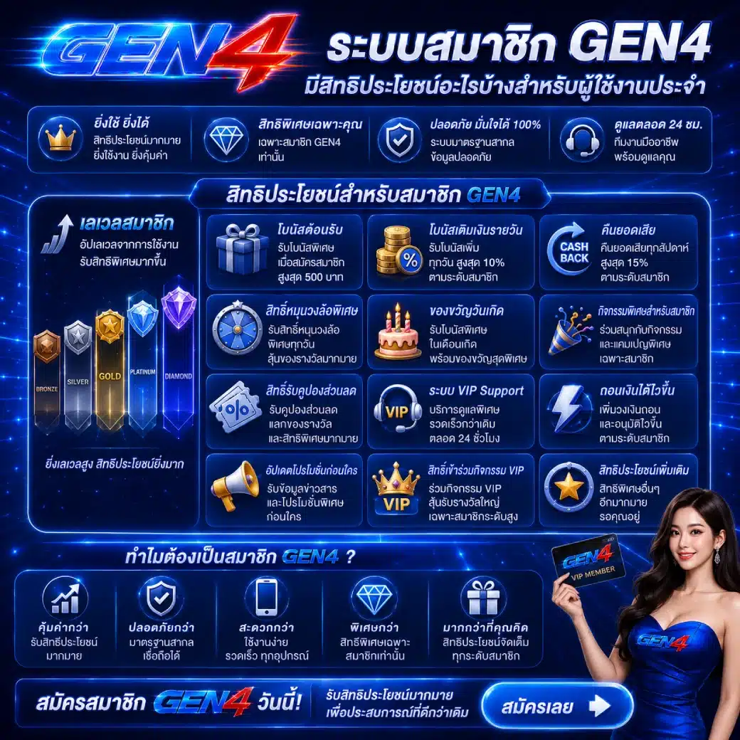 ระบบสมาชิก GEN4 มีสิทธิประโยชน์อะไรบ้างสำหรับผู้ใช้งานประจำ